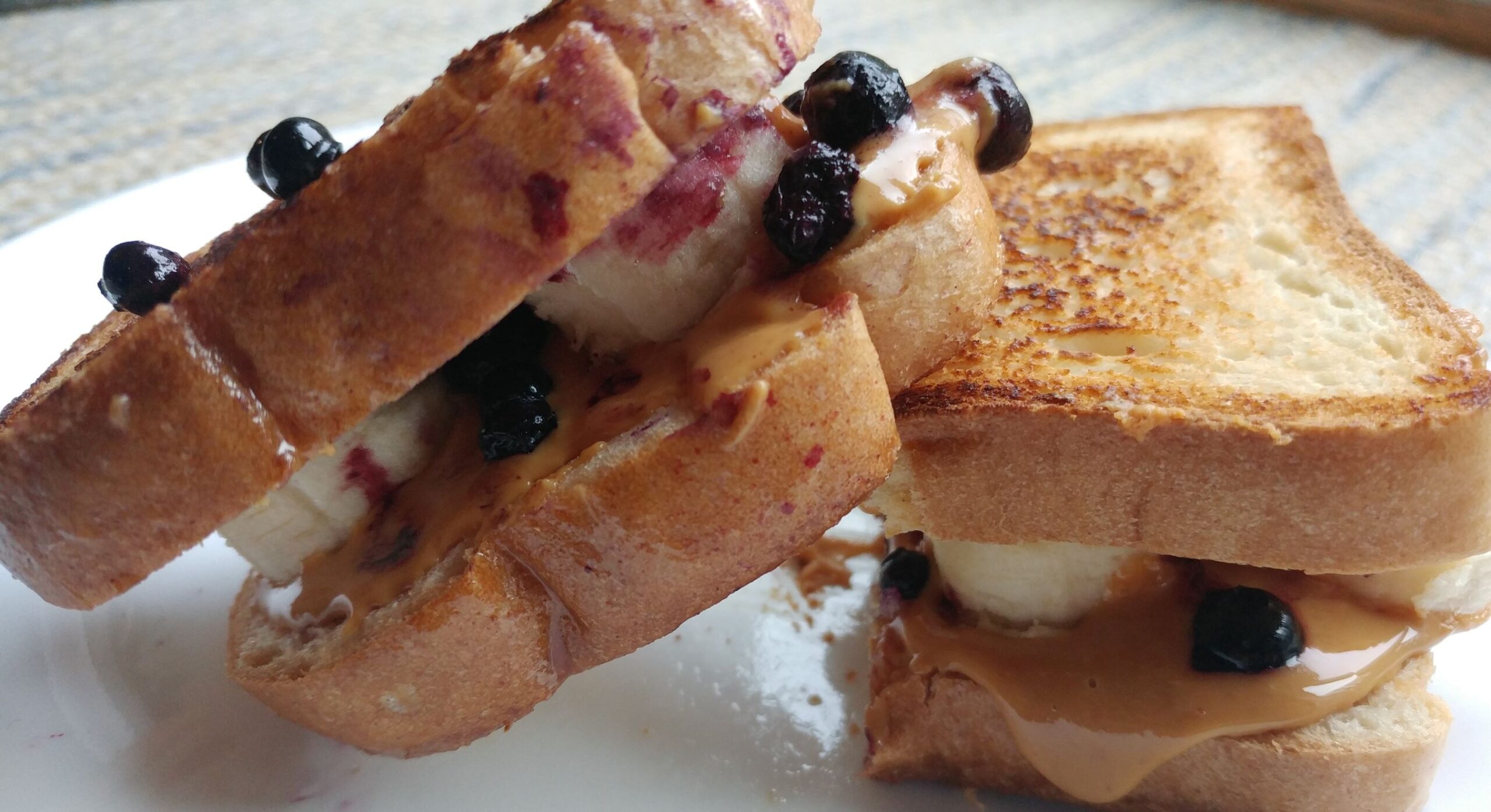 Grilled Peanut Butter Blueberry Banana Sandwich